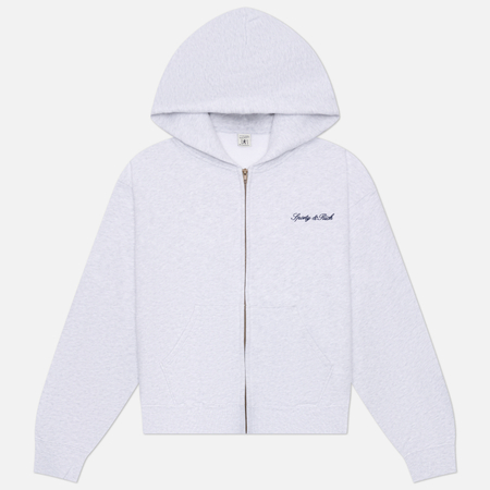Мужская толстовка Sporty & Rich Signature Logo Embroidered Zip Hoodie, цвет серый, размер S