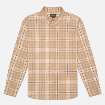 Мужская рубашка Timberland Poplin Check Regular Fit, цвет коричневый, размер S