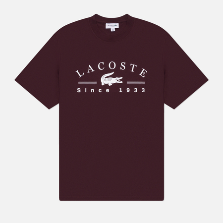 Мужская футболка Lacoste Printed Cotton, цвет бордовый, размер M