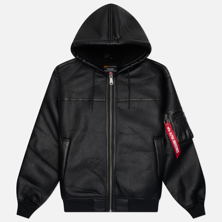 Мужская демисезонная куртка Alpha Industries MA-1 Hooded Relaxed Fit Flight, цвет чёрный, размер M