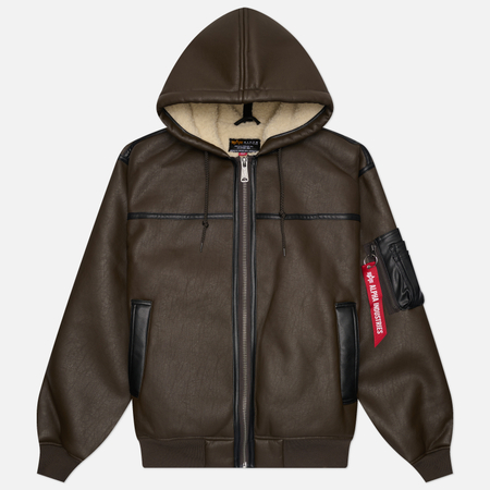Мужская демисезонная куртка Alpha Industries MA-1 Hooded Relaxed Fit Flight, цвет коричневый, размер L