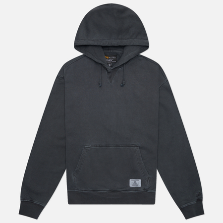 Мужская толстовка Alpha Industries Essential Hoodie Relaxed Fit Wash, цвет чёрный, размер M