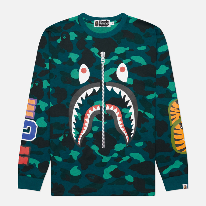 Мужской лонгслив A Bathing Ape Color Camo Shark