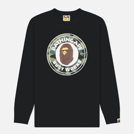 Мужской лонгслив A Bathing Ape 1st Camo Busy Works, цвет чёрный