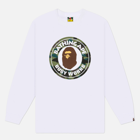 Мужской лонгслив A Bathing Ape 1st Camo Busy Works, цвет белый