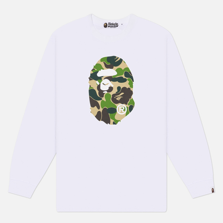 Мужской лонгслив A Bathing Ape ABC Camo Ape Head Relaxed Fit, цвет белый