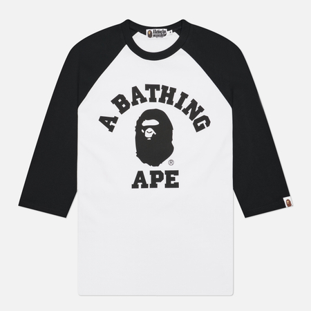 Мужской лонгслив A Bathing Ape College Raglan Regular Fit, цвет белый