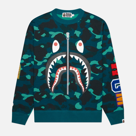 Мужская толстовка A Bathing Ape Color Camo Shark Crewneck, цвет зелёный
