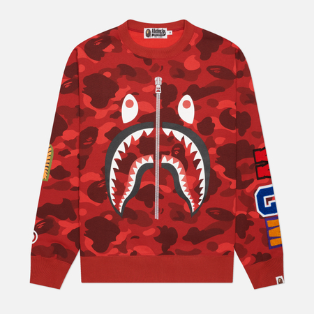 Мужская толстовка A Bathing Ape Color Camo Shark Crewneck, цвет красный