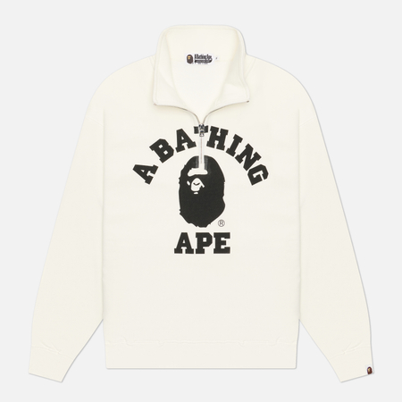 Мужская толстовка A Bathing Ape College Half Zip Relaxed Fit, цвет бежевый