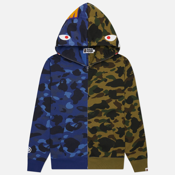 Мужская толстовка A Bathing Ape Split Camo Shark Full Zip Hoodie