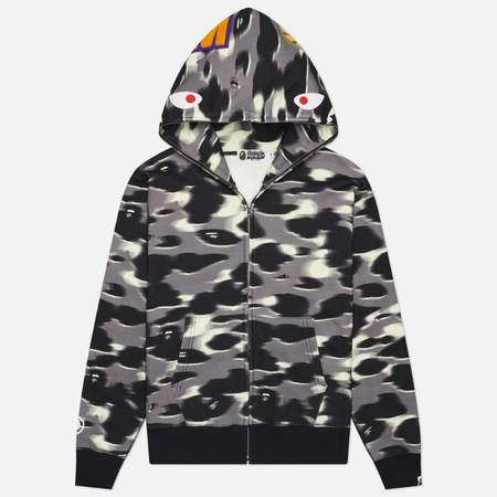Мужская толстовка A Bathing Ape Screen Camo Shark Full Zip Hoodie, цвет чёрный