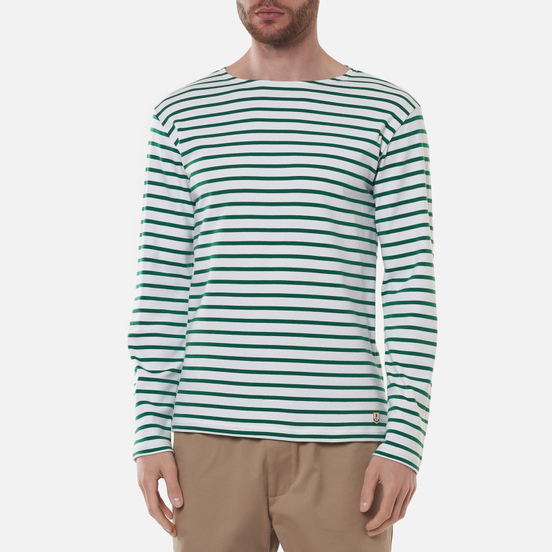 Мужской лонгслив Armor-Lux Heritage Mariniere Houat White/Billard Green