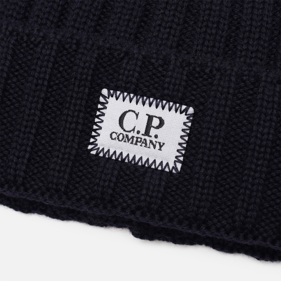 Шапка C.P. Company Extrafine Merino Wool Logo Total Eclipse