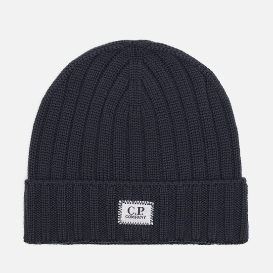 Шапка C.P. Company Extrafine Merino Wool Logo Dark Fog Grey