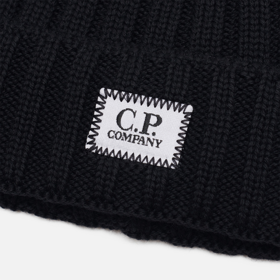 Шапка C.P. Company Extrafine Merino Wool Logo Black