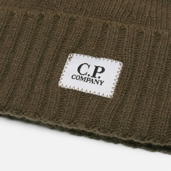 Шапка C.P. Company Lambswool Logo Ivy Green