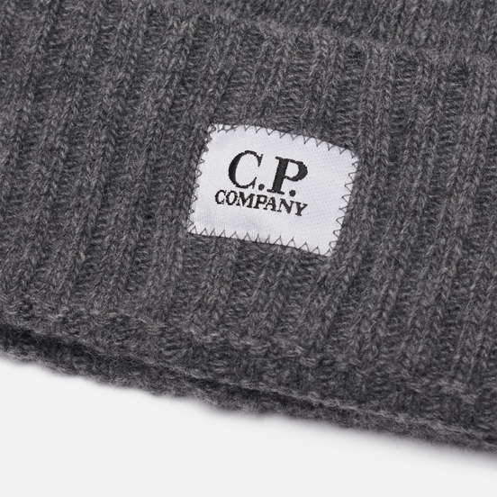 Шапка C.P. Company Lambswool Logo Tarmac Grey