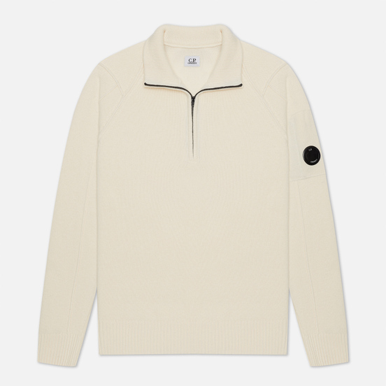 Мужской свитер C.P. Company 1/4 Zip Lambswool Gauze White
