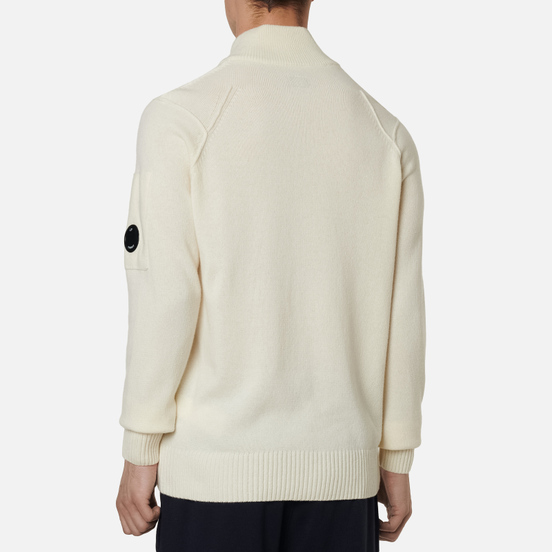 Мужской свитер C.P. Company 1/4 Zip Lambswool Gauze White