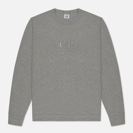 Мужская толстовка C.P. Company Diagonal Raised Fleece Logo Grey Melange