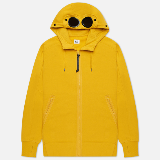 Мужская толстовка C.P. Company Goggle Full Zip Hoodie Diagonal Raised Fleece Golden Yellow
