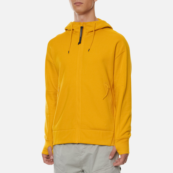 Мужская толстовка C.P. Company Goggle Full Zip Hoodie Diagonal Raised Fleece Golden Yellow