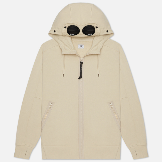 Мужская толстовка C.P. Company Goggle Full Zip Hoodie Diagonal Raised Fleece Oyster Grey