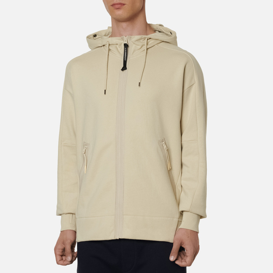 Мужская толстовка C.P. Company Goggle Full Zip Hoodie Diagonal Raised Fleece Oyster Grey