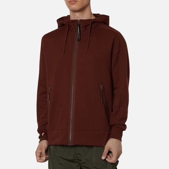 Мужская толстовка C.P. Company Goggle Full Zip Hoodie Diagonal Raised Fleece Cinnamon