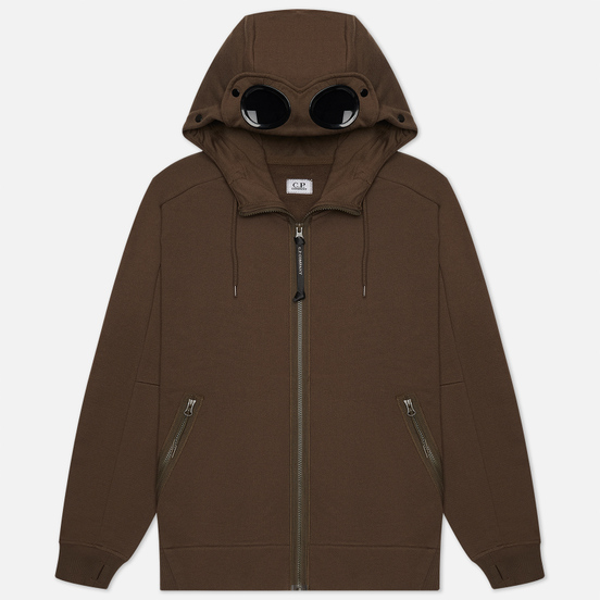Мужская толстовка C.P. Company Goggle Full Zip Hoodie Diagonal Raised Fleece Ivy Green