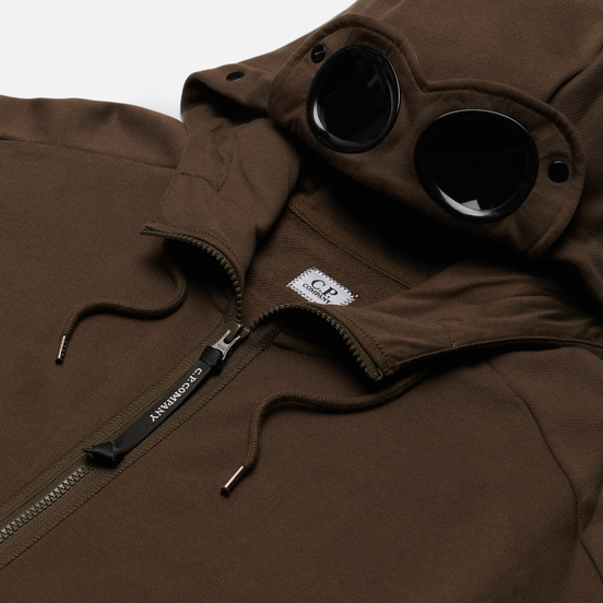 Мужская толстовка C.P. Company Goggle Full Zip Hoodie Diagonal Raised Fleece Ivy Green