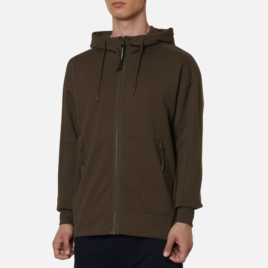 Мужская толстовка C.P. Company Goggle Full Zip Hoodie Diagonal Raised Fleece Ivy Green
