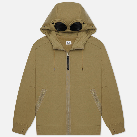 Мужская толстовка C.P. Company Goggle Full Zip Hoodie Diagonal Raised Fleece Martini Olive