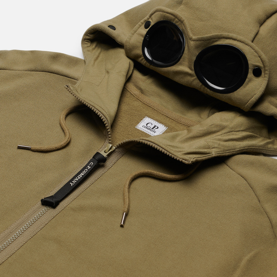 Мужская толстовка C.P. Company Goggle Full Zip Hoodie Diagonal Raised Fleece Martini Olive