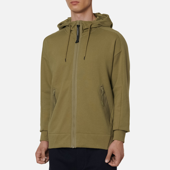 Мужская толстовка C.P. Company Goggle Full Zip Hoodie Diagonal Raised Fleece Martini Olive