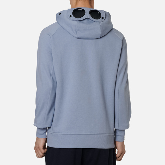 Мужская толстовка C.P. Company Goggle Full Zip Hoodie Diagonal Raised Fleece Blue Fog