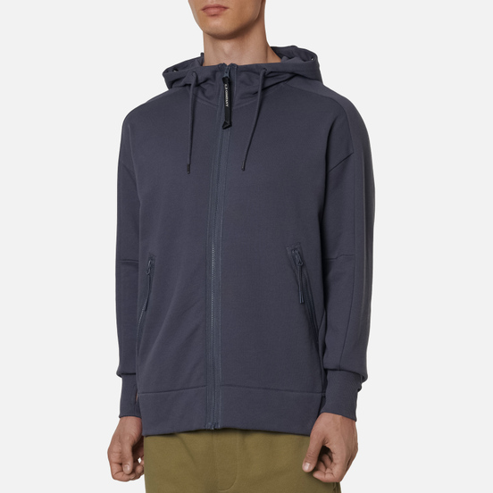 Мужская толстовка C.P. Company Goggle Full Zip Hoodie Diagonal Raised Fleece Ombre Blue