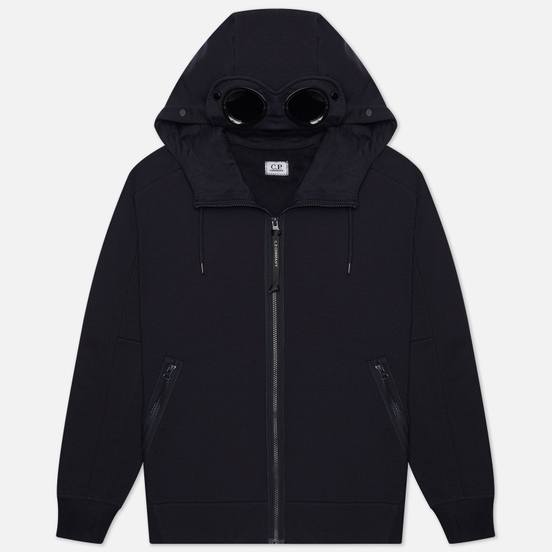 Мужская толстовка C.P. Company Goggle Full Zip Hoodie Diagonal Raised Fleece Total Eclipse