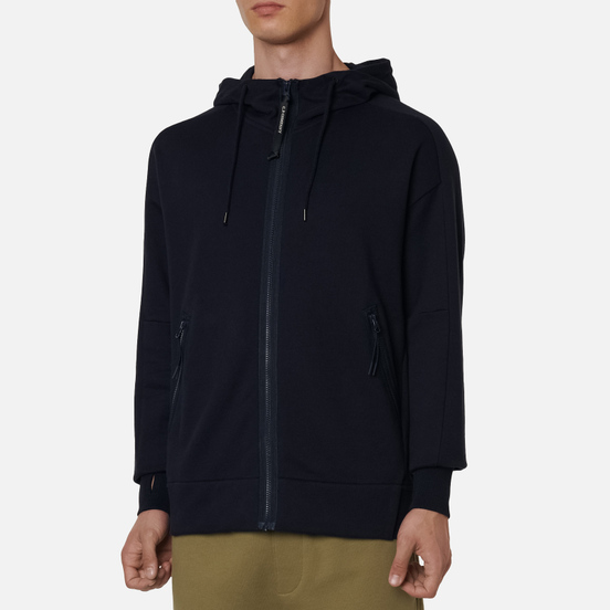 Мужская толстовка C.P. Company Goggle Full Zip Hoodie Diagonal Raised Fleece Total Eclipse
