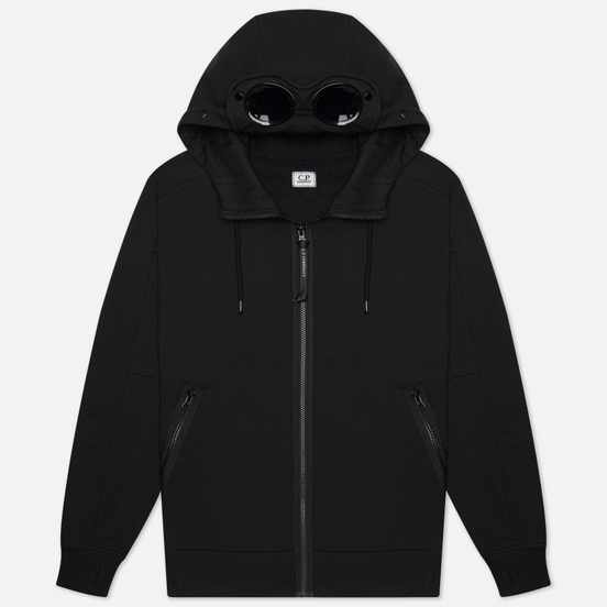 Мужская толстовка C.P. Company Goggle Full Zip Hoodie Diagonal Raised Fleece Black