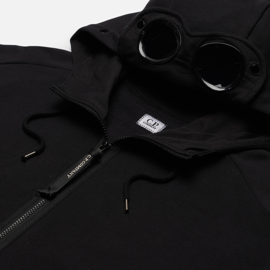 Мужская толстовка C.P. Company Goggle Full Zip Hoodie Diagonal Raised Fleece Black