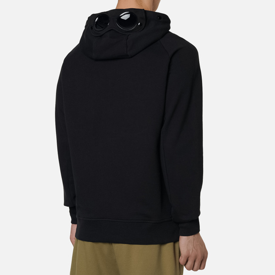 Мужская толстовка C.P. Company Goggle Full Zip Hoodie Diagonal Raised Fleece Black