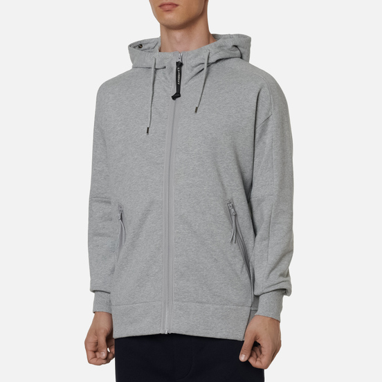 Мужская толстовка C.P. Company Goggle Full Zip Hoodie Diagonal Raised Fleece Grey Melange