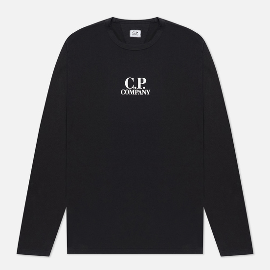 Мужской лонгслив C.P. Company Classic Logo Garment Dyed Brushed Jersey Black