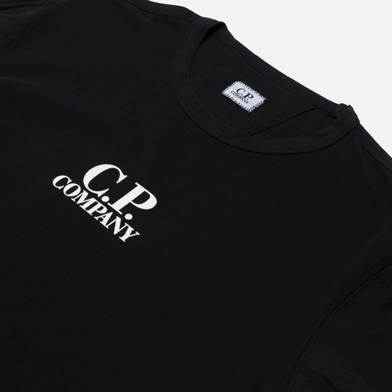 Мужской лонгслив C.P. Company Classic Logo Garment Dyed Brushed Jersey Black