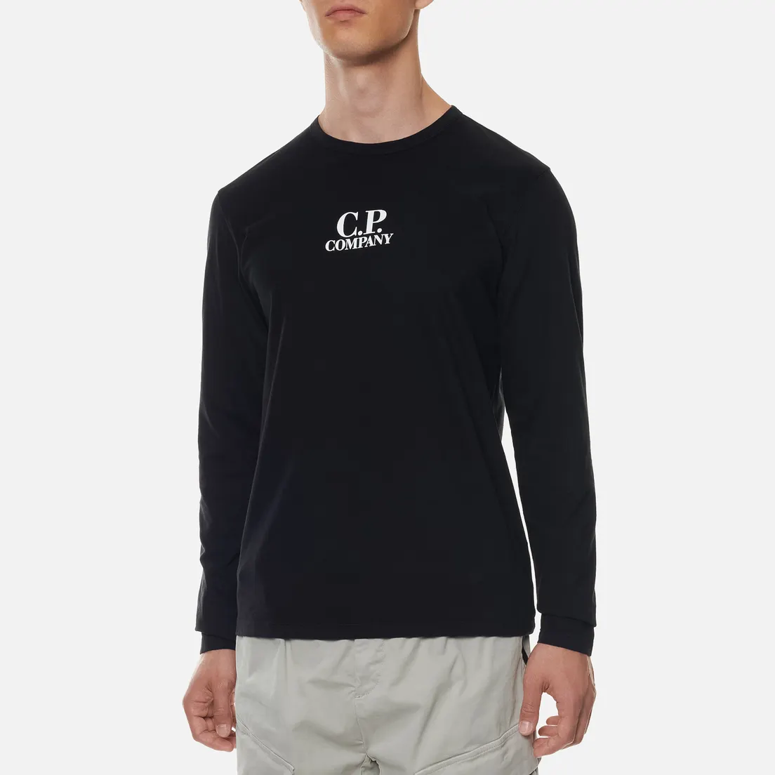 C.P. Company Мужской лонгслив Classic Logo Garment Dyed Brushed Jersey