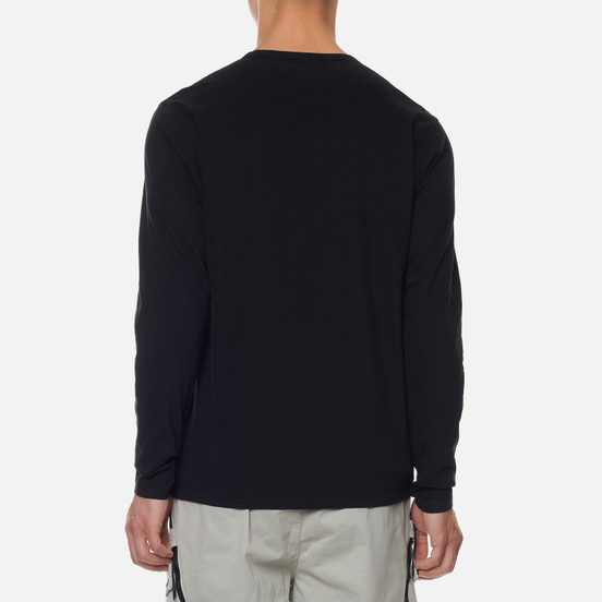 Мужской лонгслив C.P. Company Classic Logo Garment Dyed Brushed Jersey Black