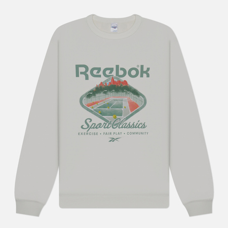 фото Мужская толстовка reebok classic court sport crew neck, цвет белый, размер s