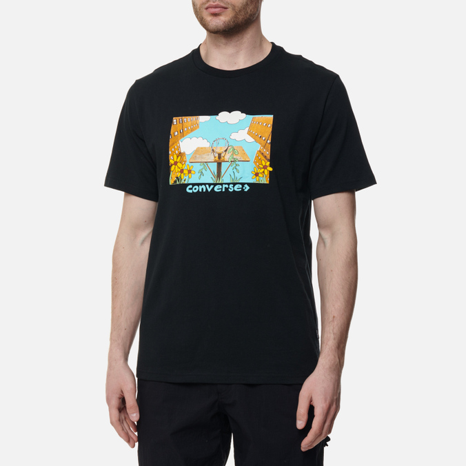 Мужская футболка Converse, цвет чёрный, размер S 10023257001 Overgrown Hoops - фото 3